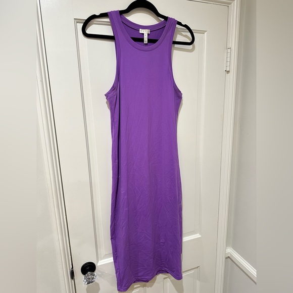 Leith purple midi dress stretch sleeveless Racerback - Picture 6 of 11